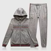 gucci 2 piece tracksuit survetement hoodie zipper gg gray